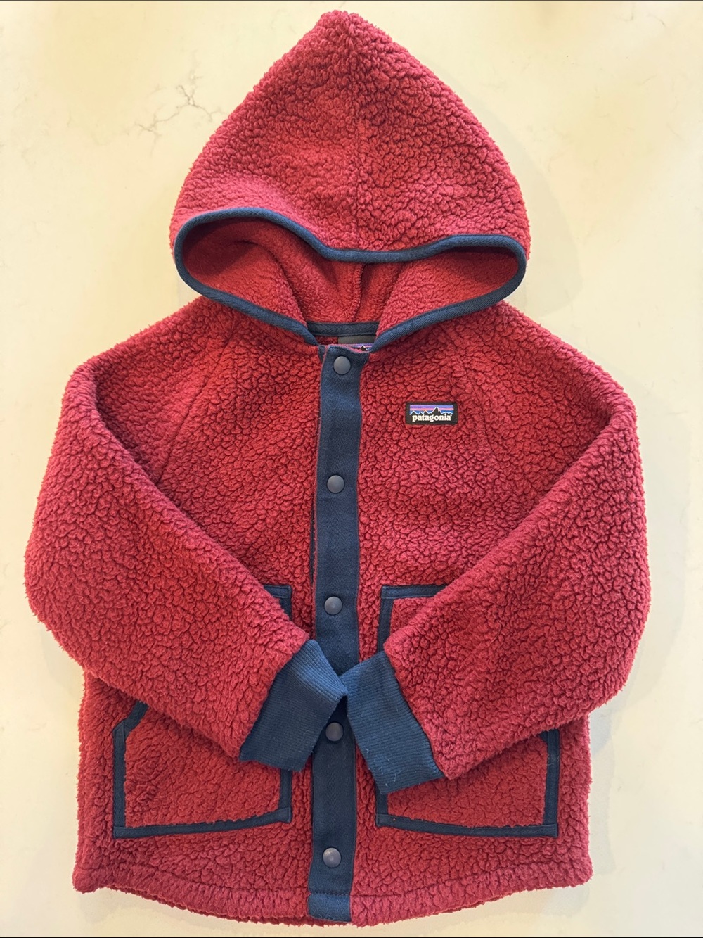 Patagonia Retro Pile Fleece Jacket dark red with Navy Trim